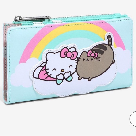 NEW Hello Kitty Pusheen Loungefly Balloon Rainbow Mint Green Backpack Wallet Set - Picture 7 of 15